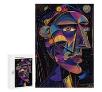 Puzzles 300 PCS pour Adolescents Futuristic Abstract Vision - Neon Cubist Portrait Puzzles pour Adultes Décoration Murale Jouet Difficile, Difficile, Stimulant À Compléter 300 PCS