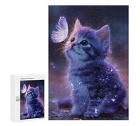 Puzzles 300 PCS pour Adolescents Galaxy Kitten with Butterfly Puzzles pour Adultes Améliore La Mémoire Interaction Parent-Enfant Jouet Jeu Intellectuel 300 PCS