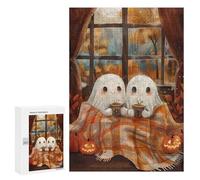 Puzzles 300 PCS pour Adolescents Ghost Couple Cozy Autumn Puzzle pour Adultes : Un Jeu Manuel Amusant Et Humoristique pour Un Anniversaire Ou Noël 300 PCS