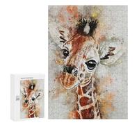 Puzzles 300 PCS pour Adolescents Giraffe Watercolor Puzzles pour Adultes Jeux Amusants Difficile Difficile À Compléter 300 PCS