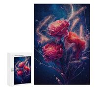 Puzzles 300 PCS pour Adolescents Glowing Fireworks Rose Bouquet Puzzles pour Adultes Améliore La Mémoire Défi Éducatif Réduction du Stress Cadeaux 300 PCS