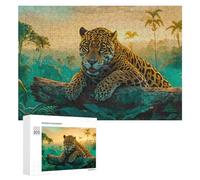 Puzzles 300 PCS pour Adolescents Jaguar in Amazon Rainforest Puzzle pour Adultes Jeux Amusants Une Œuvre d'art Aidez Votre Cerveau À Faire Travailler 300 PCS