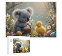 Puzzles 300 PCS pour Adolescents Koala and Chick with Easter Eggs Puzzle pour Adultes Jeux Amusants Une Œuvre d'art Aidez Votre Cerveau À Faire Travailler 300 PCS