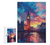 Puzzles 300 PCS pour Adolescents London Sunset Skyline Puzzles pour Adultes Améliore La Mémoire Interaction Parent-Enfant Jouet Jeu Intellectuel 300 PCS