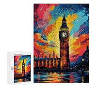 Puzzles 300 PCS pour Adolescents London's Iconic Big Ben in Vibrant Colors Puzzles pour Adultes Améliore La Mémoire Interaction Parent-Enfant Jouet Jeu Intellectuel 300 PCS