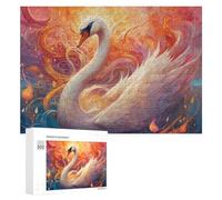 Puzzles 300 PCS pour Adolescents Magical Swan in Flames Puzzles pour Adultes Jeux Relaxants Difficulté Défi Éducatif Difficile 300 PCS