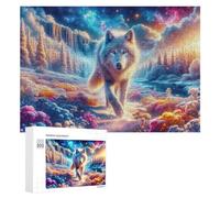 Puzzles 300 PCS pour Adolescents Magical Winter Wolf Landscape Jeux De Puzzle Relaxants Améliorent La Mémoire Offrez-Les en Cadeau À Toute La Famille 300 PCS