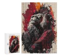 Puzzles 300 PCS pour Adolescents Majestic Lion Contemporary Expressionist Portrait Puzzles pour Adultes Jeu De Réflexion Cadeau d'anniversaire Difficile À Compléter 300 PCS