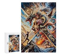 Puzzles 300 PCS pour Adolescents Man Facing Monsters Puzzles pour Adultes Décoration Murale Jouet Difficile, Difficile, Stimulant À Compléter 300 PCS