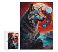 Puzzles 300 PCS pour Adolescents Many Moons Lone Wolf Puzzle pour Adultes : Un Jeu Manuel Amusant Et Humoristique pour Un Anniversaire Ou Noël 300 PCS