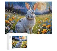 Puzzles 300 PCS pour Adolescents Moonlit Garden Rabbit Puzzles pour Adultes Jeux Relaxants Difficulté Défi Éducatif Difficile 300 PCS