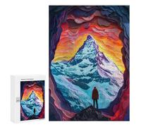 Puzzles 300 PCS pour Adolescents Mountain Majesty A Hiker's Perspective Puzzles pour Adultes Améliore La Mémoire Défi Éducatif Réduction du Stress Cadeaux 300 PCS
