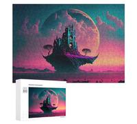 Puzzles 300 PCS pour Adolescents Mystical Floating Island with Gothic Castle Puzzles pour Adultes Jeux Relaxants Difficulté Défi Éducatif Difficile 300 PCS