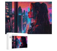 Puzzles 300 PCS pour Adolescents Neon Cityscape Urban Dreamscape Puzzles pour Adultes Jeux Relaxants Difficulté Défi Éducatif Difficile 300 PCS