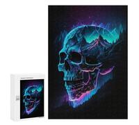 Puzzles 300 PCS pour Adolescents Neon Skull Landscape Artwork Puzzles pour Adultes Décoration Murale Jouet Difficile, Difficile, Stimulant À Compléter 300 PCS