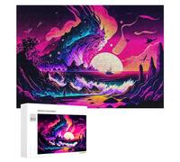 Puzzles 300 PCS pour Adolescents Neon Sunset Wave Jeux De Puzzle Relaxants Améliorent La Mémoire Offrez-Les en Cadeau À Toute La Famille 300 PCS