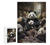 Puzzles 300 PCS pour Adolescents Pandas Playing Poker Puzzles pour Adultes Jeux Relaxants Difficulté Défi Éducatif Difficile 300 PCS