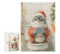 Puzzles 300 PCS pour Adolescents Penguin Reading on Toilet Jeu De Puzzle Casse-tête Anti-Stress Stimulant À Compléter 300 PCS