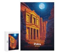 Puzzles 300 PCS pour Adolescents Petra, Jordan Night View Puzzle pour Adultes : Un Jeu Manuel Amusant Et Humoristique pour Un Anniversaire Ou Noël 300 PCS