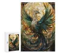 Puzzles 300 PCS pour Adolescents Phoenix Stained Glass Art Jeu De Puzzle Casse-tête Anti-Stress Stimulant À Compléter 300 PCS