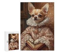 Puzzles 300 PCS pour Adolescents Pink Elegance Chihuahua Royal Dog Wall Art Chihuahua in Royal Attire Puzzles pour Adultes Décoration Murale Jouet Difficile, Difficile, Stimulant À Compléter 300 PCS