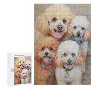 Puzzles 300 PCS pour Adolescents Poodle Family Sketch Puzzle pour Adultes : Un Jeu Manuel Amusant Et Humoristique pour Un Anniversaire Ou Noël 300 PCS