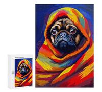 Puzzles 300 PCS pour Adolescents Pug Blanket Cute Pixel Art Jeu De Puzzle Casse-tête Anti-Stress Stimulant À Compléter 300 PCS