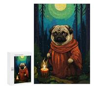 Puzzles 300 PCS pour Adolescents Pug Wizard Retro Pixel Art Puzzle pour Adultes : Un Jeu Manuel Amusant Et Humoristique pour Un Anniversaire Ou Noël 300 PCS