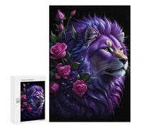 Puzzles 300 PCS pour Adolescents Purple Lion with Roses Jeux De Puzzle Relaxants Améliorent La Mémoire Offrez-Les en Cadeau À Toute La Famille 300 PCS