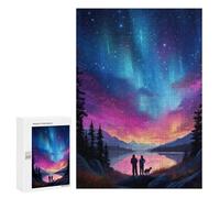 Puzzles 300 PCS pour Adolescents Rainbow Aurora Over Lake Jeu De Puzzle Casse-tête Anti-Stress Stimulant À Compléter 300 PCS