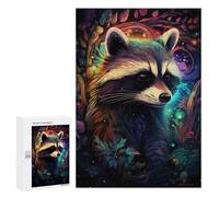 Puzzles 300 PCS pour Adolescents Rainbow Raccoon Fantasy Puzzles pour Adultes Jeux Relaxants Difficulté Défi Éducatif Difficile 300 PCS