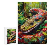 Puzzles 300 PCS pour Adolescents Rainbow Serpent in Lush Jungle Jeux De Puzzle Relaxants Améliorent La Mémoire Offrez-Les en Cadeau À Toute La Famille 300 PCS