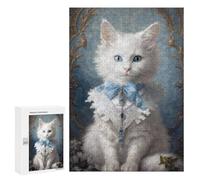 Puzzles 300 PCS pour Adolescents Regal White Cat Portrait -2 Puzzle pour Adultes : Un Jeu Manuel Amusant Et Humoristique pour Un Anniversaire Ou Noël 300 PCS