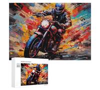 Puzzles 300 PCS pour Adolescents Rider in Motion Motorcycle Artwork Puzzles pour Adultes Jeux Relaxants Difficulté Défi Éducatif Difficile 300 PCS