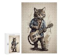 Puzzles 300 PCS pour Adolescents Rock Meowdy Puzzles pour Adultes Décoration Murale Jouet Difficile, Difficile, Stimulant À Compléter 300 PCS