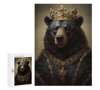 Puzzles 300 PCS pour Adolescents Royal Bear Portrait Artwork Puzzles pour Adultes Améliore La Mémoire Défi Éducatif Réduction du Stress Cadeaux 300 PCS