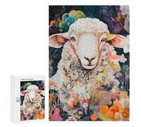 Puzzles 300 PCS pour Adolescents Sacred Sheep in Bloom - Floral Field Art Jeu De Puzzle Casse-tête Anti-Stress Stimulant À Compléter 300 PCS