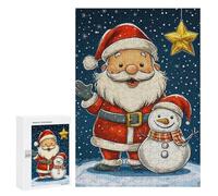 Puzzles 300 PCS pour Adolescents Santa Snowman Christmas Puzzle pour Adultes : Un Jeu Manuel Amusant Et Humoristique pour Un Anniversaire Ou Noël 300 PCS