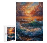 Puzzles 300 PCS pour Adolescents Sea Ocean Sunset Waves Puzzles pour Adultes À Monter Soi-même - Jeux Éducatifs Et Amusants en Famille 300 PCS