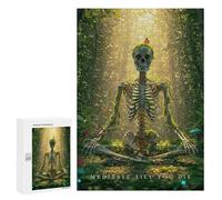 Puzzles 300 PCS pour Adolescents Skeleton Meditating in Forest Puzzles pour Adultes Décoration Murale Jouet Difficile, Difficile, Stimulant À Compléter 300 PCS