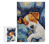 Puzzles 300 PCS pour Adolescents Sleeping Jack Russel Terrier Starry Night Puzzle Adulte Jeu Familial Une Œuvre d'art À Offrir en Cadeau À Toute La Famille 300 PCS
