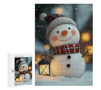 Puzzles 300 PCS pour Adolescents Smiling Snowman in Winter Jeu De Puzzle Casse-tête Anti-Stress Stimulant À Compléter 300 PCS