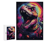 Puzzles 300 PCS pour Adolescents Space Dinosaur Astronaut Art Print -3 Puzzles pour Adultes Améliore La Mémoire Défi Éducatif Réduction du Stress Cadeaux 300 PCS