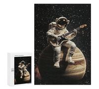 Puzzles 300 PCS pour Adolescents Space Guitar Hero Astronaut Playing Electric Guitar on Jupiter! Puzzles pour Adultes Améliore La Mémoire Interaction Parent-Enfant Jouet Jeu Intellectuel 300 PCS
