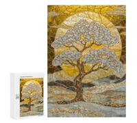 Puzzles 300 PCS pour Adolescents Stained Glass Golden Tree Puzzles pour Adultes À Monter Soi-même - Jeux Éducatifs Et Amusants en Famille 300 PCS