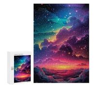 Puzzles 300 PCS pour Adolescents Starry Night Sky with Moon Puzzles pour Adultes Améliore La Mémoire Défi Éducatif Réduction du Stress Cadeaux 300 PCS