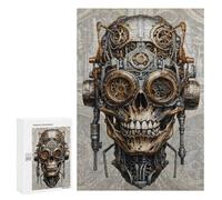 Puzzles 300 PCS pour Adolescents Steampunk Cogs Skull Gear Puzzle Adulte Jeu Familial Une Œuvre d'art À Offrir en Cadeau À Toute La Famille 300 PCS
