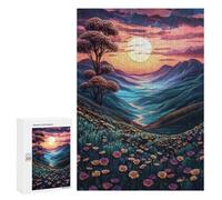 Puzzles 300 PCS pour Adolescents Sunset Mountain Valley Puzzle Adulte Jeu Familial Une Œuvre d'art À Offrir en Cadeau À Toute La Famille 300 PCS