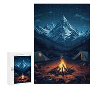 Puzzles 300 PCS pour Adolescents The Mountain Campfire Under Stars Puzzles pour Adultes - Jeux De Construction - Analyse Et Logique - Idées Cadeaux pour Toute La Famille 300 PCS