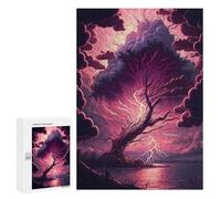 Puzzles 300 PCS pour Adolescents Thunderstorm Tree Lightning Puzzles pour Adultes Améliore La Mémoire Défi Éducatif Réduction du Stress Cadeaux 300 PCS